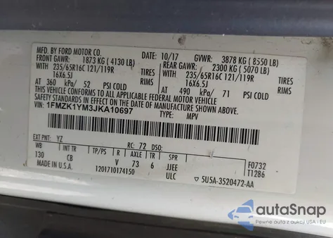 2018 Ford Transit-150 Xlt from USA, damaged, VIN 1FMZK1YM3JKA10697